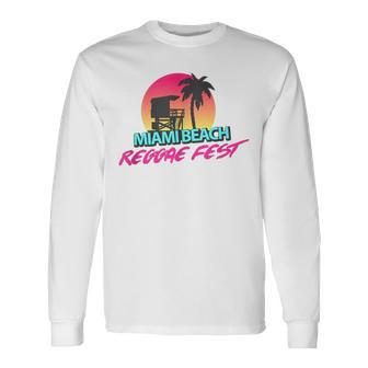 Retro Miami Beach Florida Retro Vintage Style Long Sleeve T-Shirt - Monsterry UK