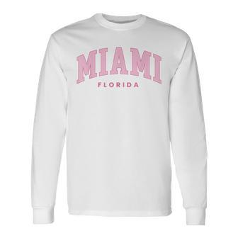 Retro Miami Florida Vintage Preppy Throwback Girls Kid Long Sleeve T-Shirt - Seseable