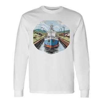 Retro Style Panama Canal Long Sleeve T-Shirt | Mazezy CA
