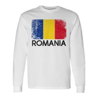 Romanian Flag Vintage Made In Romania Long Sleeve T-Shirt - Monsterry