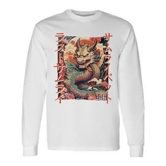 Rückenprint Samurai-Drachenkrieger Japanischer Ninja Kawaii Langarmshirts - Geschenkecke