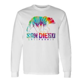 San Diego California Tie Dye Bear Pride Outdoor Vintage Long Sleeve T-Shirt - Monsterry