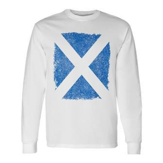Scottish Flag Weathered Look Scotland St Andrews Saltire Long Sleeve T-Shirt - Thegiftio UK