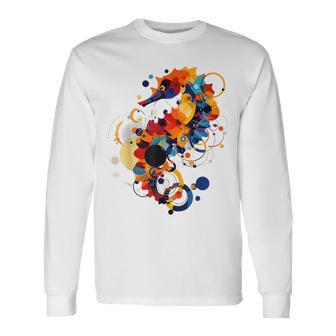 Seepferdchen Abstrakte Tier Geometrische Kunst Seepferdchen Langarmshirts - Seseable