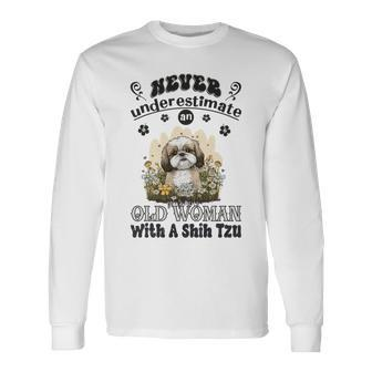 Shih Tzu Flowers Long Sleeve T-Shirt - Seseable