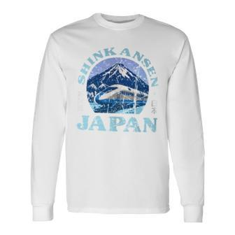 Shinkansen Japanese Bullet Train Japan Mt Fuji Kanji Long Sleeve T-Shirt - Monsterry