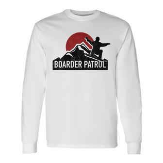 Snowboarding Boarder Patrol Snowboarder Long Sleeve T-Shirt - Monsterry AU