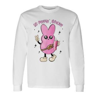 So Peepin's Boujee Retro Pink Style Rabbits Easter Day Long Sleeve T-Shirt - Seseable