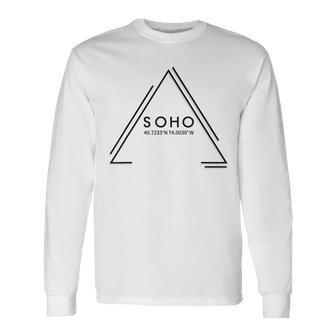Soho Coordinates New York City Geometric Minimalist Long Sleeve T-Shirt - Monsterry