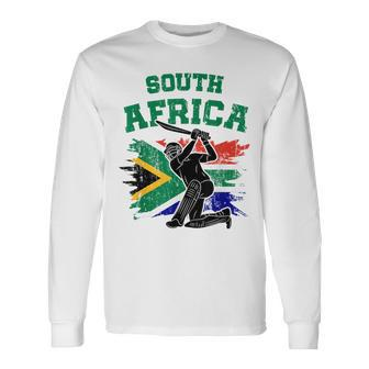 South African Cricket 2024 South African Flag Cricket Fans Long Sleeve T-Shirt - Seseable