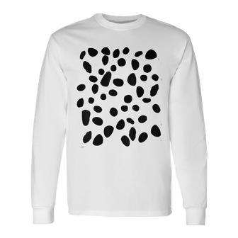 Spotted White With Black Polka Dots Dalmatian Long Sleeve T-Shirt | Mazezy