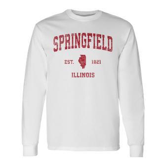 Springfield Illinois Il Vintage Sports Red Print Long Sleeve T-Shirt - Monsterry AU