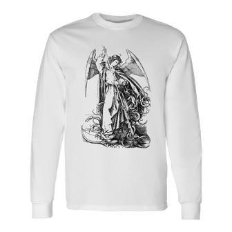 St Michael The Archangel Angel Catholic Long Sleeve T-Shirt - Monsterry UK