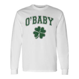 St Patrick's Day Pregnancy Announcement O'baby St Patty's Long Sleeve T-Shirt | Mazezy