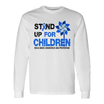 Stand-Up For Children Child Abuse Prevention Awareness Month Long Sleeve T-Shirt - Monsterry UK