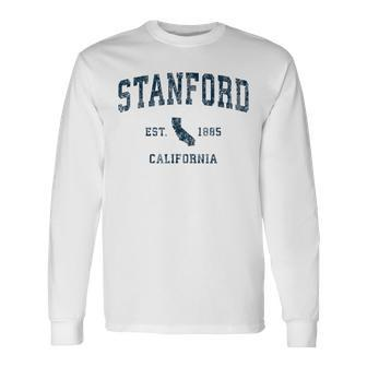 Stanford California Ca Vintage Sports Navy Print Long Sleeve T-Shirt - Monsterry