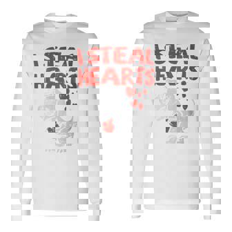I Steal Hearts Trex Dino Baby Boy Valentines Day Toddler Long Sleeve T-Shirt | Mazezy