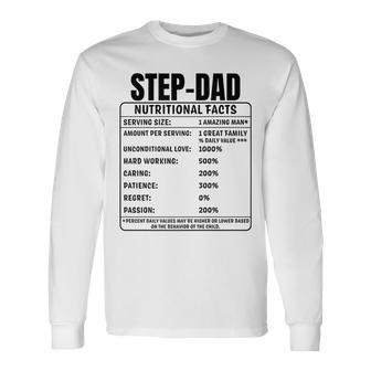 Step-Dad Nutrition Facts Fathers Day Bonus Papa Dada Long Sleeve T-Shirt - Seseable