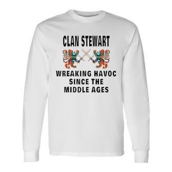 Stewart Scottish Tartan Scotland Family Clan Name Long Sleeve T-Shirt - Seseable