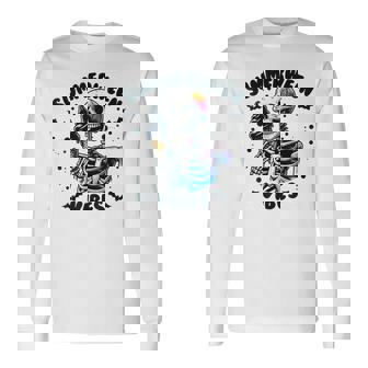 Summerween Vibes Skeleton Ice Cream Summer Vacation Long Sleeve T-Shirt | Mazezy