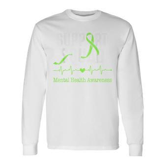 Support Squad Mental Health Awareness Green Ribbon Women Long Sleeve T-Shirt - Seseable