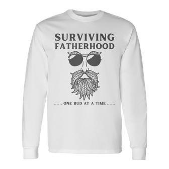 Surviving Fatherhood One Bud At A Time Weed Dad Cannabis Da Long Sleeve T-Shirt - Monsterry DE