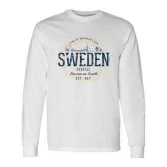 Sweden Retro Style Vintage Sweden White S Langarmshirts - Seseable