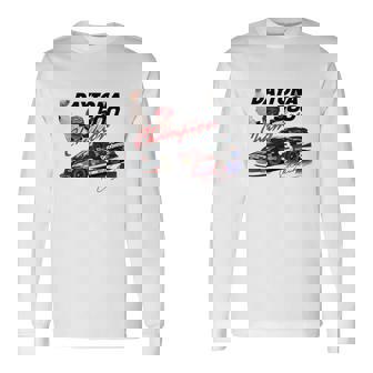 T-shirt à manches longues Daytona 500, Voiture de Course et Drapeau à Damiers - Cadeauxyz