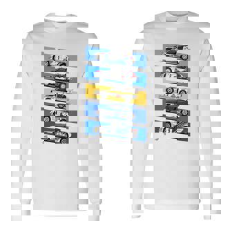 T-shirt à manches longues Voitures de Course, Design Bleu Jaune pour Fans d'Automobile - Cadeauxyz