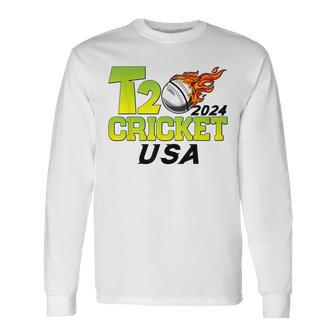 T20 Cricket 2024 Usa Long Sleeve T-Shirt - Seseable