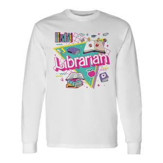 Teacher Librarian 90S Bookish Pink Doll Reading Books Outfit Long Sleeve T-Shirt - Seseable