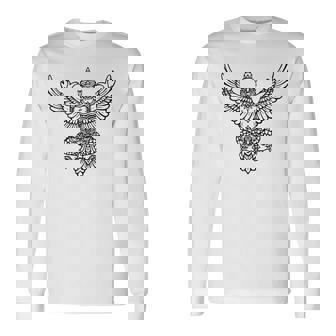 Thai Garuda Emblem Thailand Seal Hindu Buddhist Long Sleeve T-Shirt - Monsterry