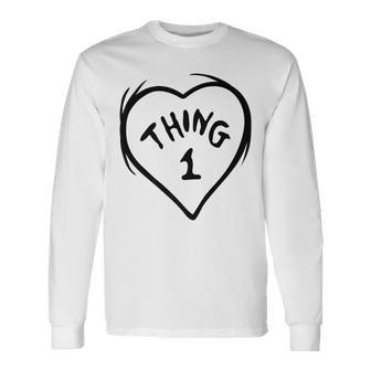 Thing 1 Heart Long Sleeve T-Shirt - Seseable