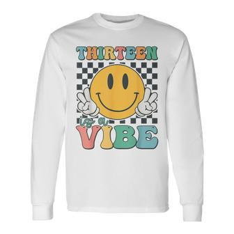 Thirn Is A Vibe 13Th Birthday Smile Face Hippie Boys Girl Long Sleeve T-Shirt | Mazezy