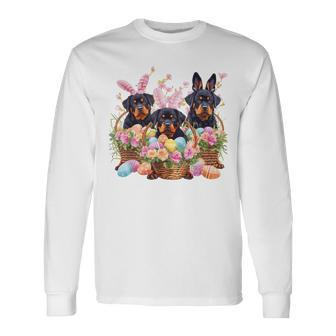Three Rottweiler Easter Rottweiler Easter Egg Long Sleeve T-Shirt - Thegiftio UK