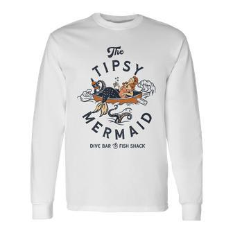 Tipsy Mermaid Dive Bar Long Sleeve T-Shirt - Seseable