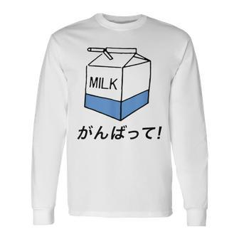 Tokyo Harajuku Milk Says Good Luck In Japanese Long Sleeve T-Shirt - Monsterry UK