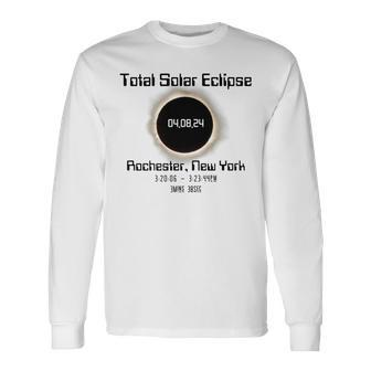 Total Solar Eclipse 2024 Rochester Ny April 8Th 2024 Long Sleeve T-Shirt | Mazezy
