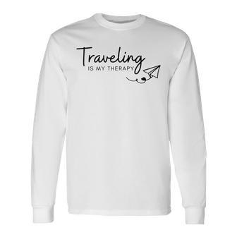 Traveling Is My Therapy Long Sleeve T-Shirt - Monsterry