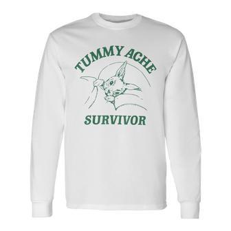 Tummy Ache Survivor Rabbit Meme Bunny Lover Long Sleeve T-Shirt | Mazezy
