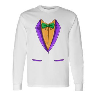 Tuxedo Green Bow Tie Costume Purple Tuxedo Costume Long Sleeve T-Shirt - Monsterry DE