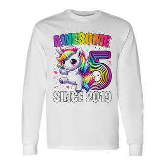 Unicorn 5Th Birthday 5 Year Old Unicorn Party Girls Outfit Long Sleeve T-Shirt | Mazezy