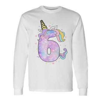 Unicorn Birthday For Girls Outfit 6Th Six Year Old Long Sleeve T-Shirt - Monsterry AU