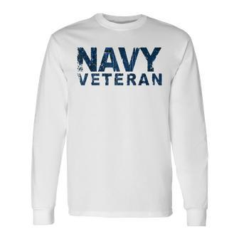 United States Navy Veteran Faded Grunge Long Sleeve T-Shirt - Monsterry CA