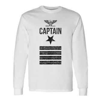 Us Navy Captain Rank Boating Bar Star Eagle Yacht Long Sleeve T-Shirt - Monsterry UK