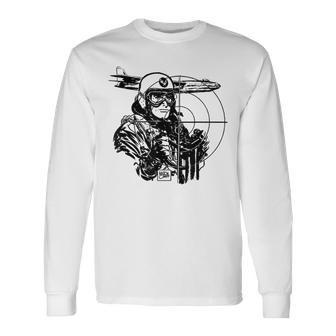Usa World War 2 Bomber Ww2 Vintage Wwii Military Pilot Long Sleeve T-Shirt - Monsterry