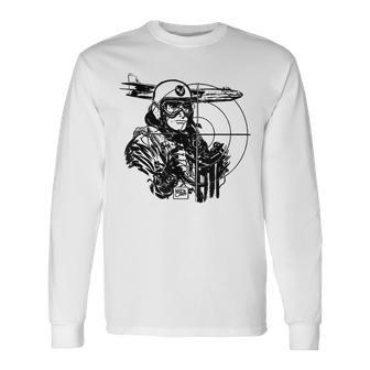 Usa Ww2 Vintage Wwii Military Pilot -World War 2 Bomber Long Sleeve T-Shirt - Monsterry DE