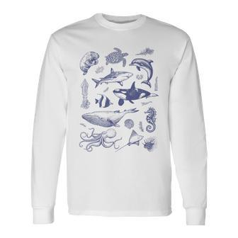 Vintage 90S Tattoo Sea Animal Long Sleeve T-Shirt - Seseable