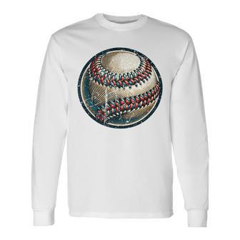 Vintage Baseball Dad Apparel Dad Basebal Happy Fathers Day Long Sleeve T-Shirt - Seseable