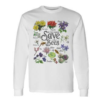 Vintage Botanical Save The Bees Long Sleeve T-Shirt - Monsterry CA